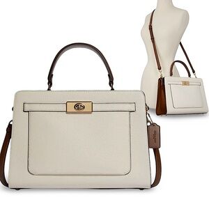 NWT Coach Lane Carryall Colorblock Fine Pebbled Leather Strap Crossbody | C8210